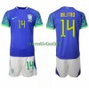 Maillot de Supporter Brésil Eder Militao 14 Extérieur Coupe du Monde 2022 Pour Enfant